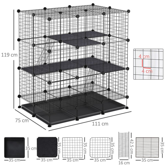 Adjustable 30Pc Pet Cage: Steel Bars & Doors + Trays - High Quality - Pawhut