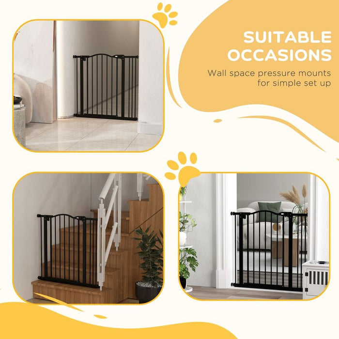 PawHut Adjustable Auto-Close Pet Gate - Black, 74-87cm