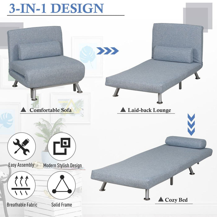 Portable 5 Position Convertible Sleeper Chair Sofa Bed