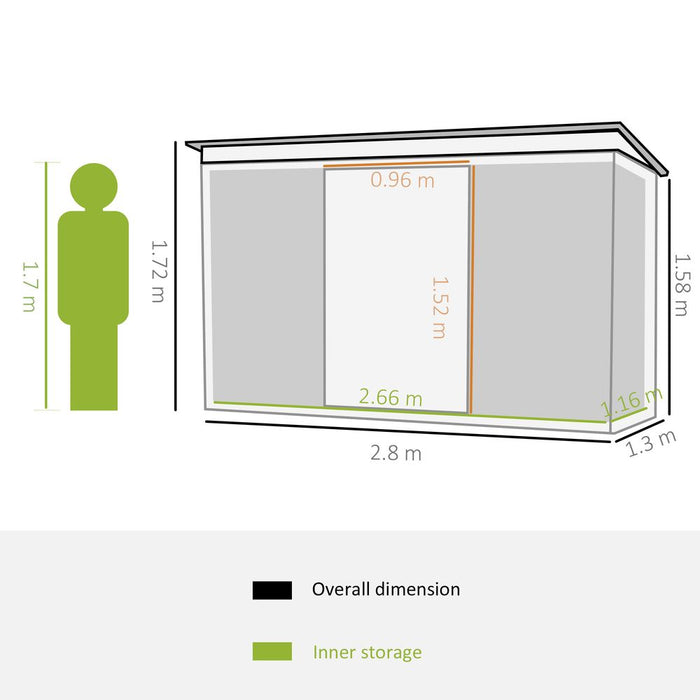 High-Quality 9ft x 4.25ft Corrugated Metal Shed with Foundation Vent Doors - Green