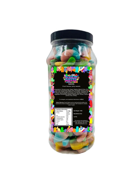 Beach Mix Jelly Gummy Retro Sweets Gift Jar - Delicious Treats for All Ages - Fast and Fresh Delivery