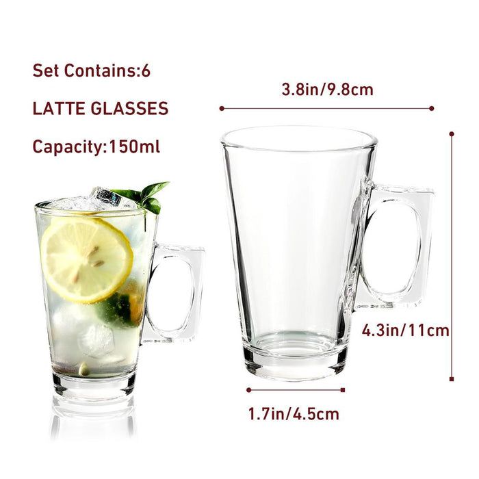 Vinsani Latte Glasses 6pcs - Serve Hot Drinks with Style