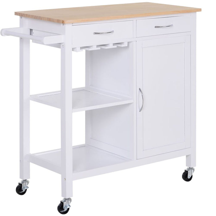 Versatile Kitchen Island w/2 Drawers - White/Natural Wood Color