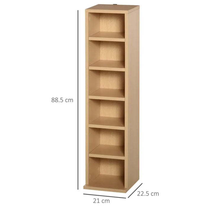 High-Quality CD Media Display Shelf Tower Rack | Adjustable Shelves | Wood Color | Set of 2