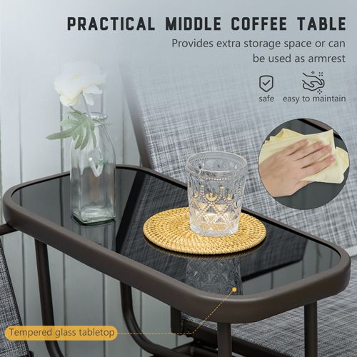 2 Seater Metal Double Swing Chair Glider Rocking Chair Seat With Table Grey