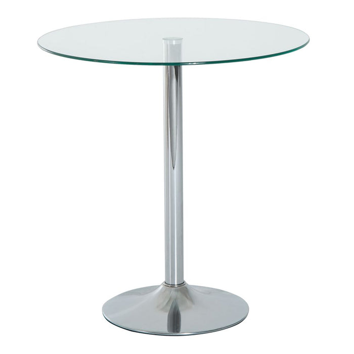 HOMCOM Round Dining Table Bistro Pub Counter w/ Tempered Glass Top for Kitchen