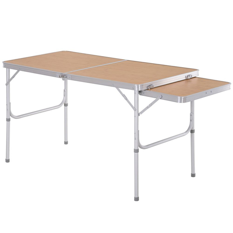 Outsunny 3ft Aluminium Picnic Table w/Side Desktop Outdoor BBQ Party Portable