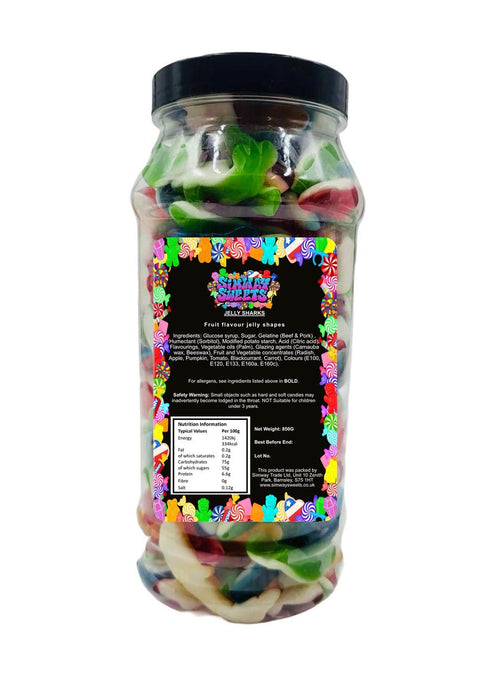 Jelly Sharks Gummies Gift Jar - Retro Sweets - Fast Delivery