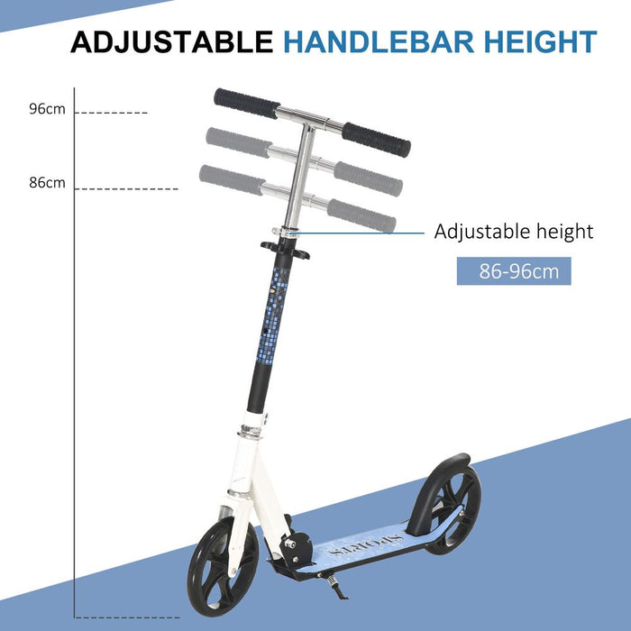 HOMCOM Kick Scooter Commuter Adjustable Foldable Aluminium White