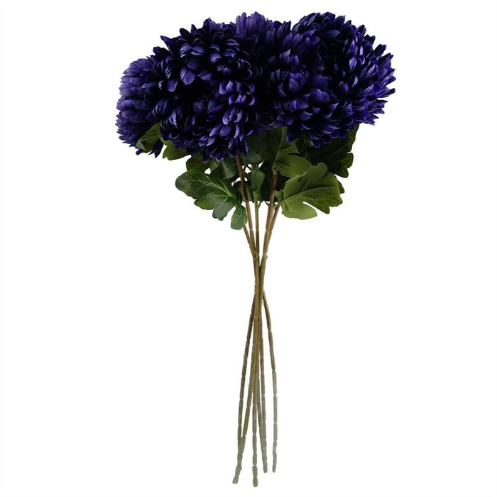 6 Extra Large Purple Reflex Chrysanthemum - Silk Petals