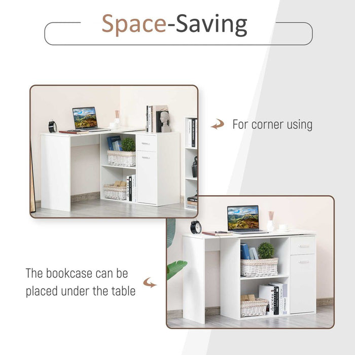 Computer Desk, L-Shaped, 360� Rotating-White