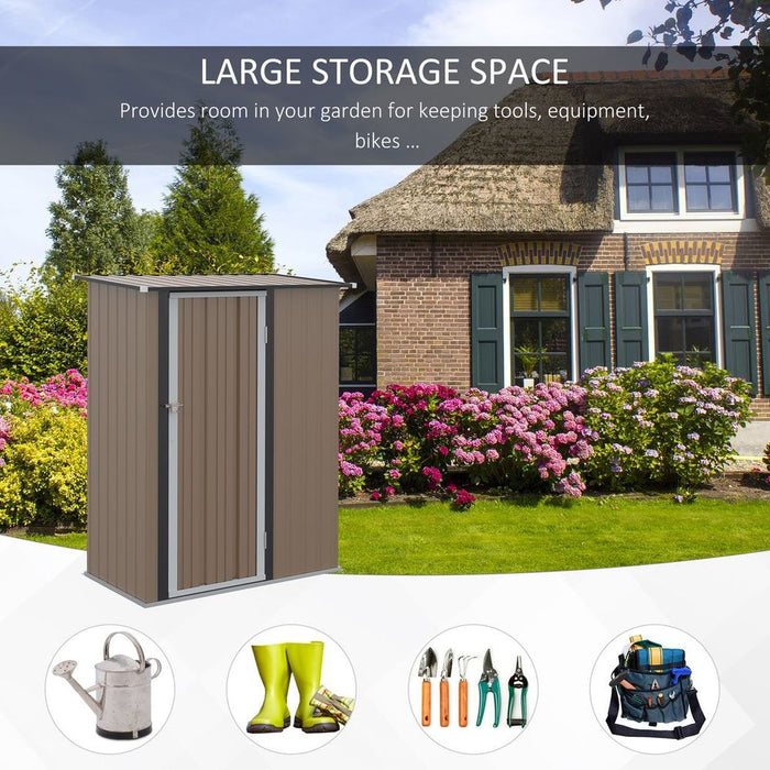 Premium Steel Garden Shed Brown | Lockable Door | Weather-resistant | Outdoor Storage Solution