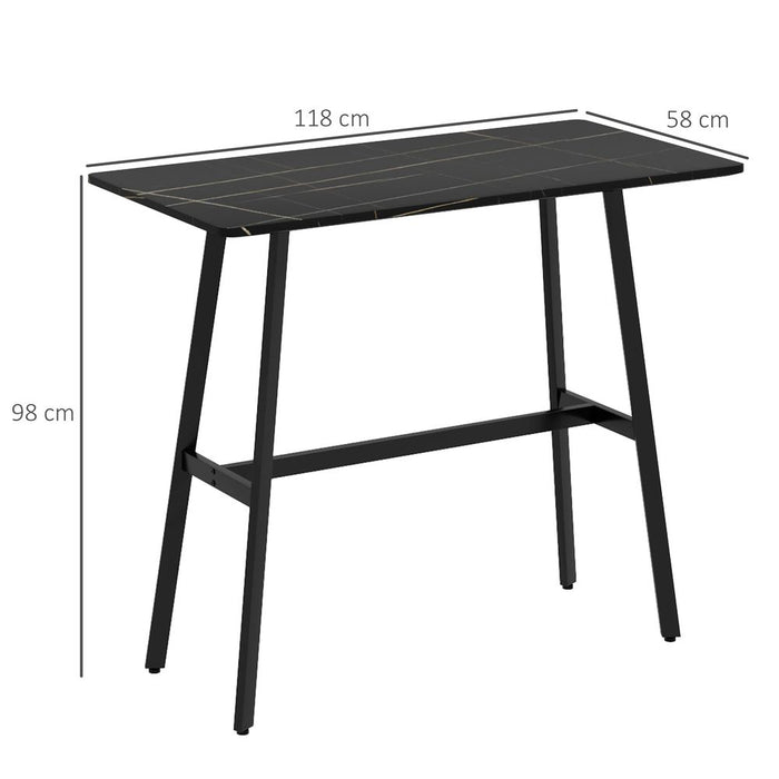 HOMCOM 118 cm Rectangular Bar Table for 4 People, Steel Legs, Black