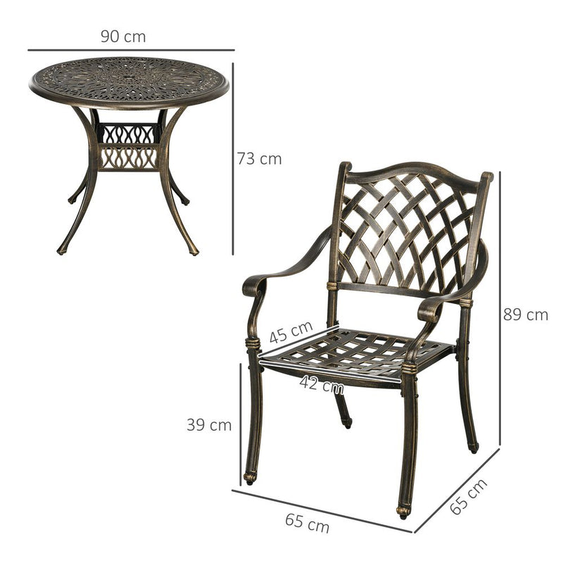 Dining Set: 5-Pcs, 4 Chairs, 1 Round Table with Umbrella Hole