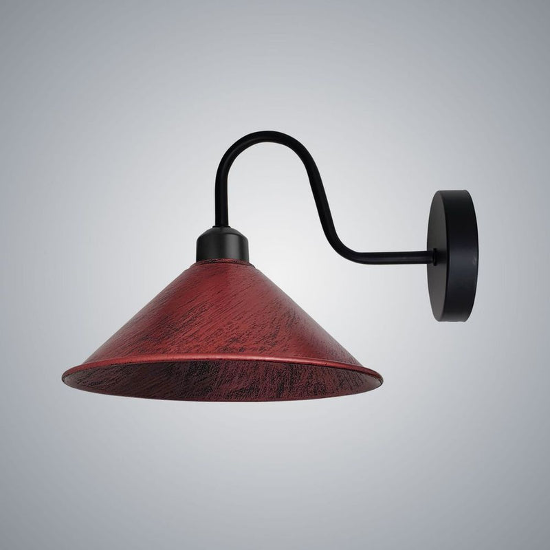 Rustic Red Wall Light Fixture, Black Wall Sconce E27 Base - Vintage Style, Dimmable, Hardwired - Best Quality, 3-Year Warranty