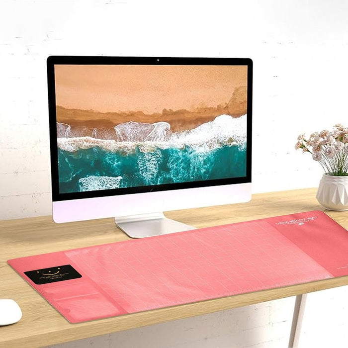 AQ Multifunctional Pink Office Desk Mouse Mat: Eco-friendly, PVC+DS Material - Calendar, Phone Holder & More!