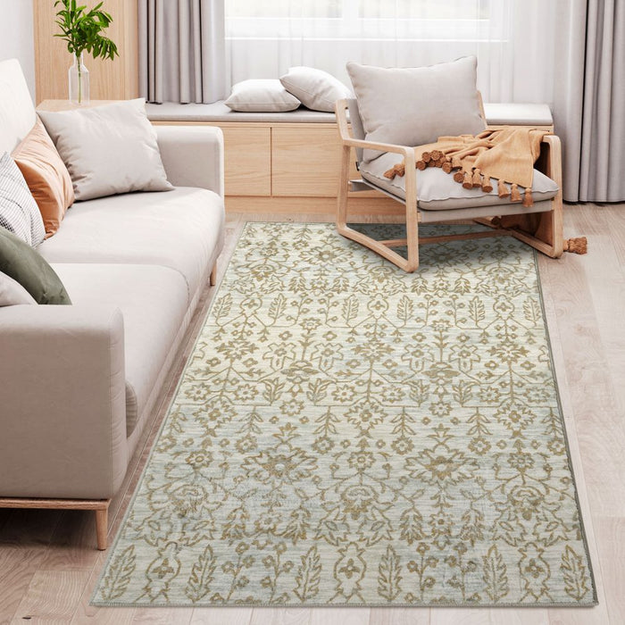 HOMCOM 150 x 80 cm Floral Pattern Area Rugs, Decorative Carpet for Living Room, Dining Room, Bedroom, Beige