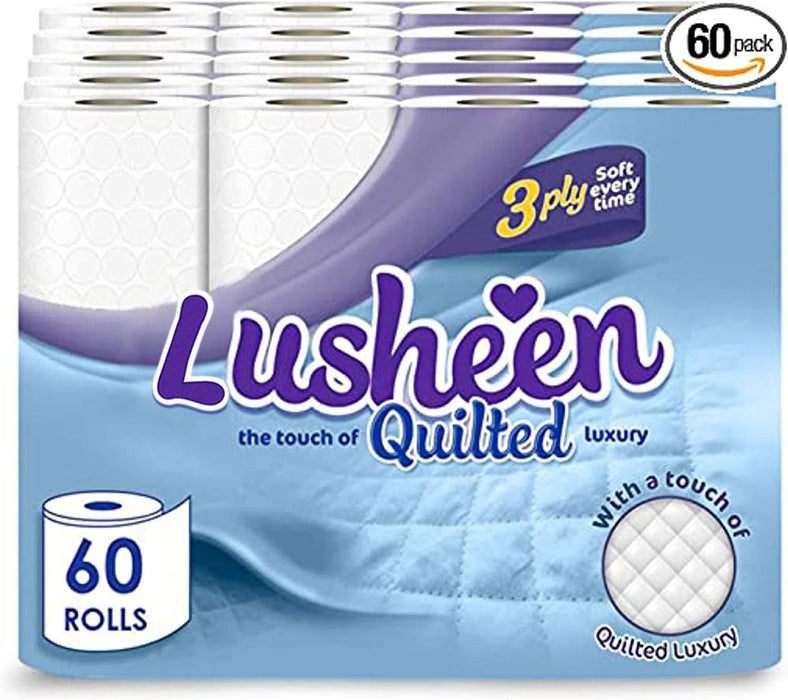 Premium 3-Ply Quilted Toilet Paper - Soft, Luxurious, and Elegant - Pack of 60 Rolls