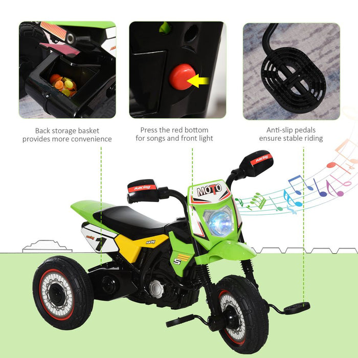 Toddler Pedal Tricycle Ride-On Learning Music Lights 18-36 Months Green