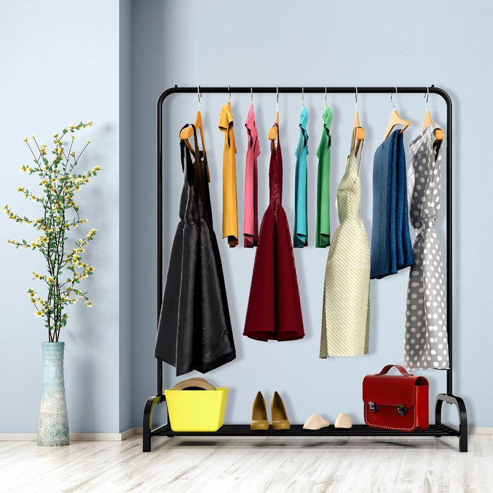 VINSANI BLACK CLOTHES RAIL & SHOE RACK - Keep Your Home Organized & Stylish - Durable & Easy to Assemble - High-Quality & Multifunctional