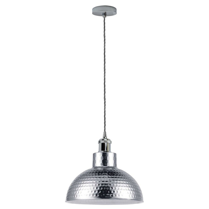 Vintage Industrial Chrome Ceiling Pendant Light: Metal Shade Hanging Lamp