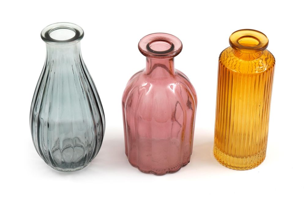 Premium Boho Glass Vases - Set of 3 | Colorful & Elegant Décor