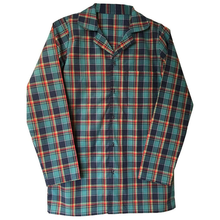 Mens Check Tartan Nightshirt - Button Up, Long Sleeved, 100% Cotton - Comfort & Style Guaranteed