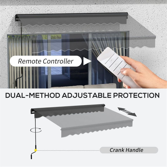 Patio Retractable Awning Dark Grey 295L x 200Wcm