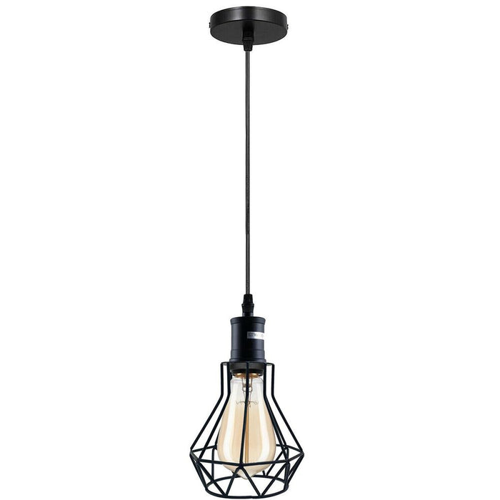 Industrial E27 Black Light Ceiling Pendant Light Cage Hanging Lampshade Fitting Kit