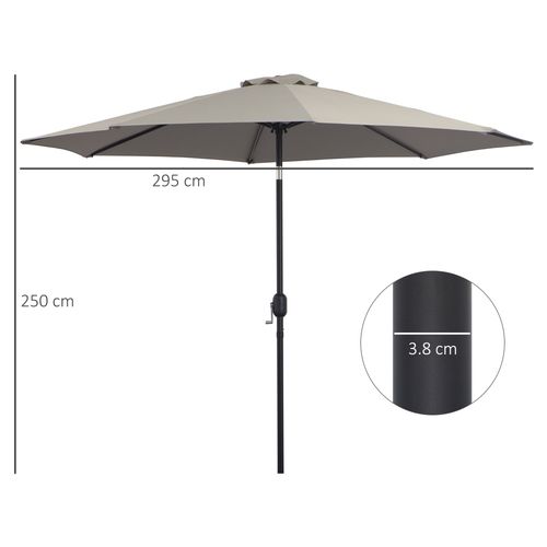 3m Parasol Patio Umbrella,Tilt and CrankLight Grey