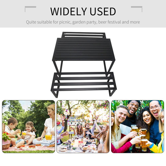 Premium Outsunny 3-Pc Metal Table & Bench Set - Black | Superior Quality Guaranteed | Transform Your Garden Instantly