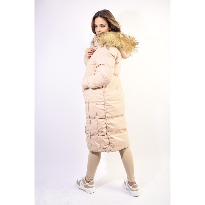 Luxury Longline Faux Fur Hooded Puffer Jacket