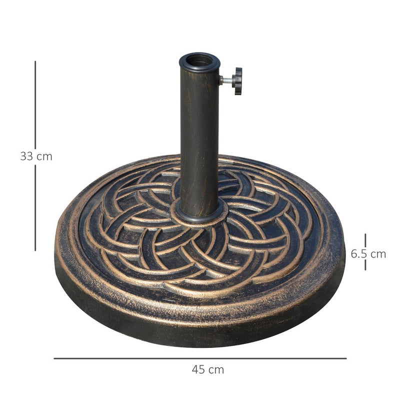 Outsunny 11.5kg Garden Parasol Base for 38mm or 48mm Umbrella Poles Bronze