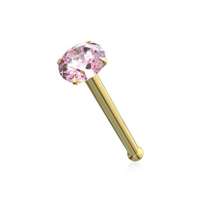 14ct Solid Gold Colourful Crystal Jewelled Ball End Nose Pin