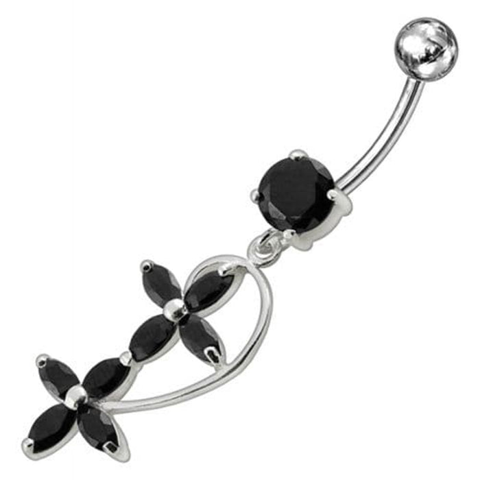 Fancy  Flowers Moving Dangling Banana Navel Ring