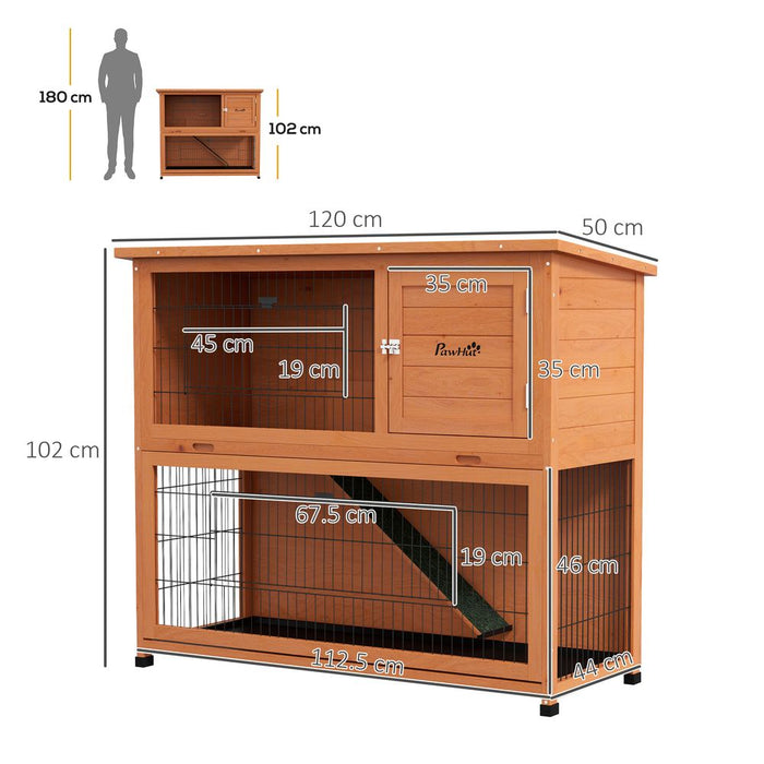 Premium Outdoor Rabbit Hutch - Spacious, Antiseptic, High-Quality, Orange