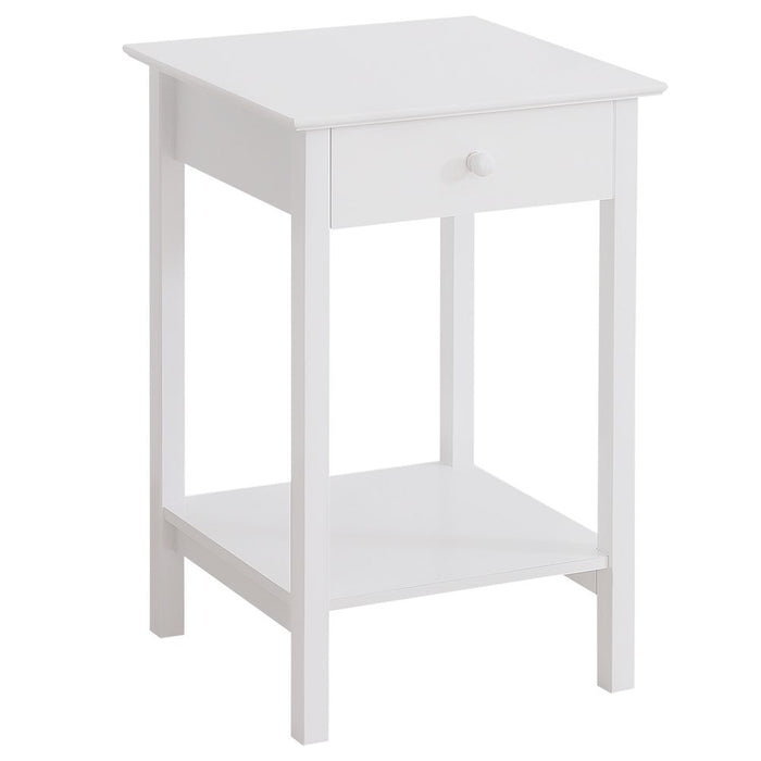 Wooden Bedside Table Cabinet W/ Drawer Shelf Storage End Side White