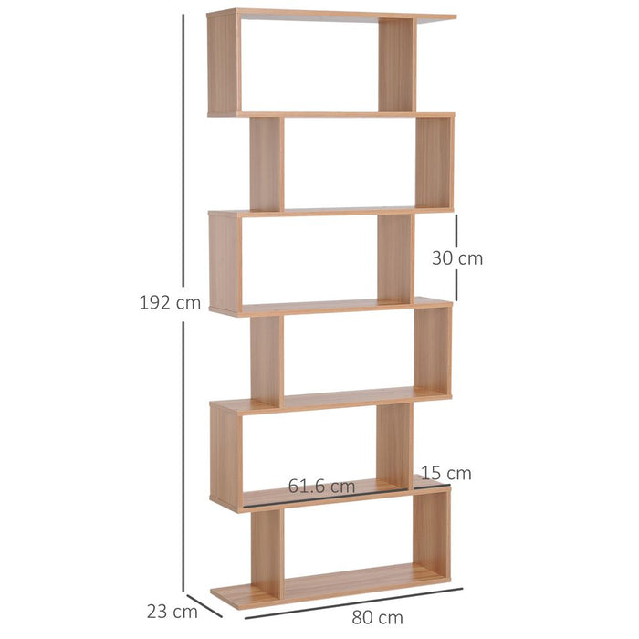 6-Tier S-Shaped Maple Shelf: Versatile Home Office Storage Solution