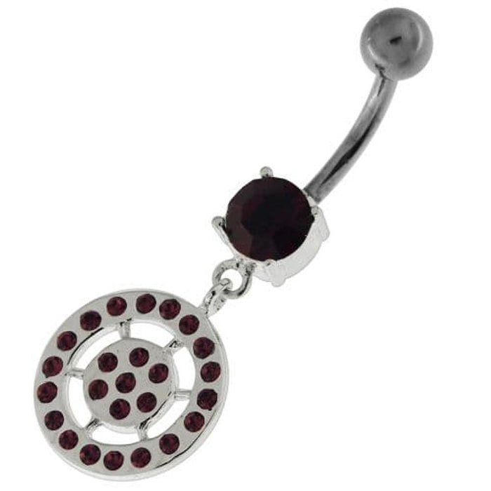 Sterling Silver Multi jeweled Round Pattern Belly Ring