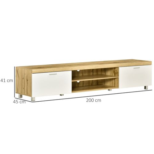 HOMCOM Modern Unit for TV w/ Cabinet Shelf for Living Room - Light Brown