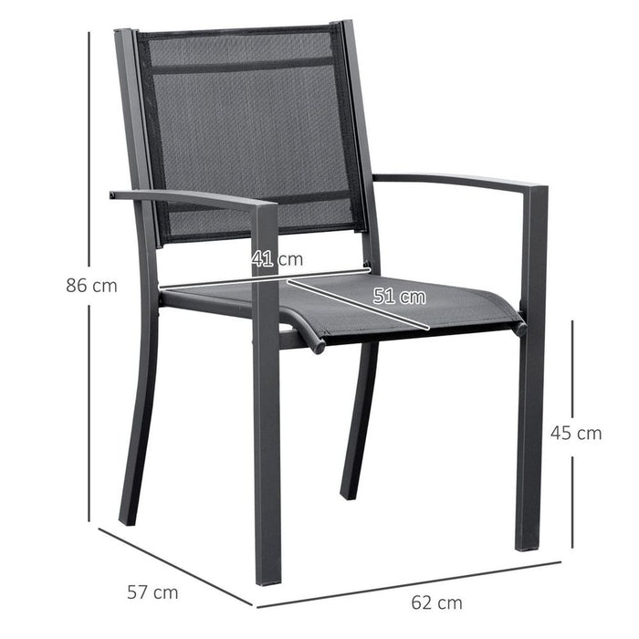 High-Back Outdoor Dining Chair Set | Mesh Seat | Dark Grey | 2 PCs