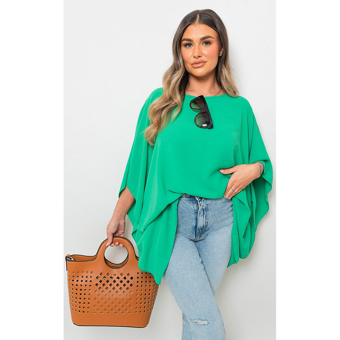 Effortlessly Chic Oversized Batwing Casual Tops