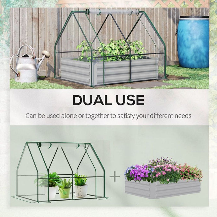 Sturdy Steel Raised Garden Planter Box Kit with Greenhouse - Dual Use, High-Quality Materials, Excellent Ventilation