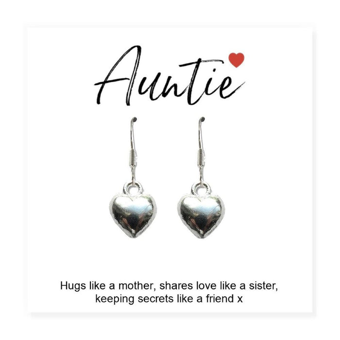 Auntie Heart Earrings & Gift Card | Ideal Birthday or Christmas Gift