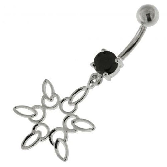 925 Sterling Silver Snow Flake Navel Belly Ring