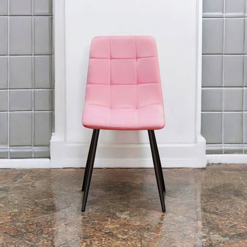 PINK FABRIC CHAIR BLACK METAL LEGS