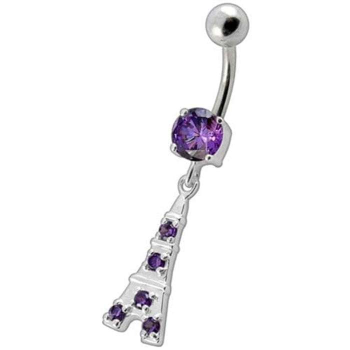 Fancy Jeweled "Eiffel Tower" Dangling Belly Ring