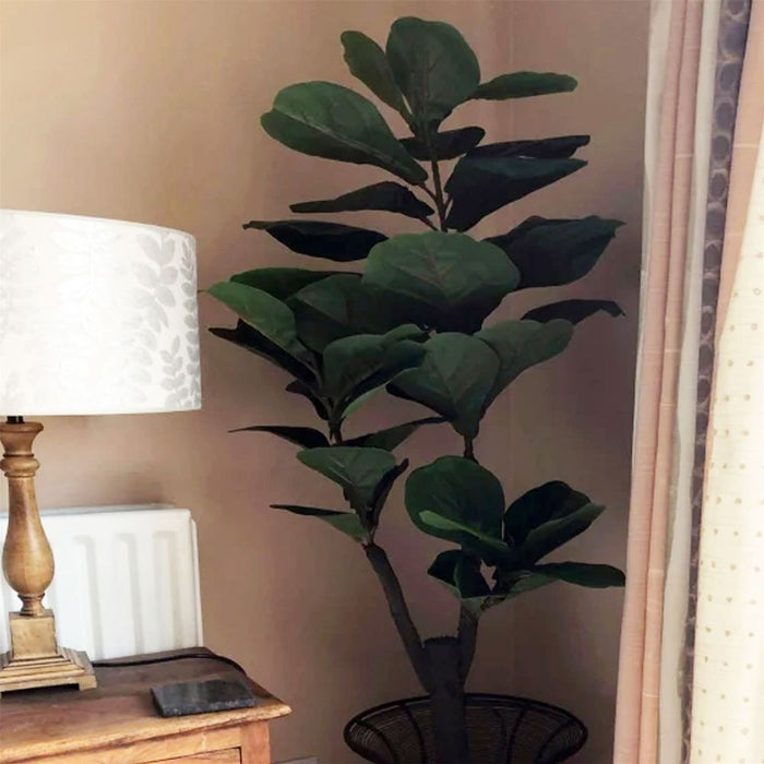 Large Artificial Fiddle Fig Tree 120cm (4ft) - Realistic Evergreen Plant