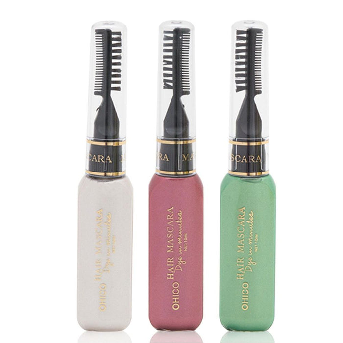 Aquarius Set of 3 Wash Out Hair Mascara Dye Creams [Red, White & Green] - Stand out with easy-to-use, water-cleanable hair mascaras!