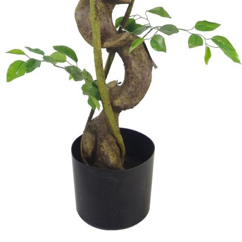 120cm Twisted Trunk Artificial Japanese Fruticosa Style Ficus Tree Copper Planter